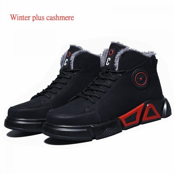 New exhibition waterproof Genuine Leather Safety shoes steel toe cap anti-smashing Work Boot Winter Plush Warm Military Men Boot 2