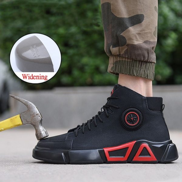 New exhibition waterproof Genuine Leather Safety shoes steel toe cap anti-smashing Work Boot Winter Plush Warm Military Men Boot 3