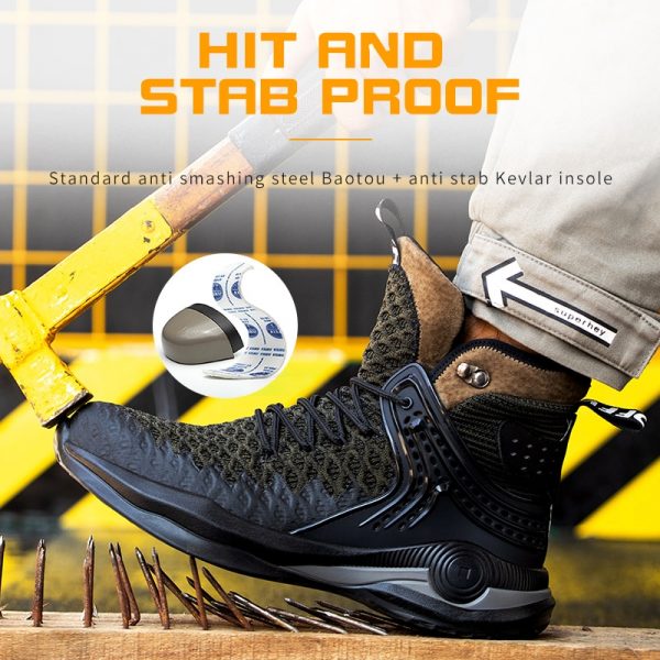 Winter Safety Boots Men Lightweight Comfortable Steel Toe Cap Anti-Piercing Outdoor Foot Protection Work Shoes Sneaker Big Size 2