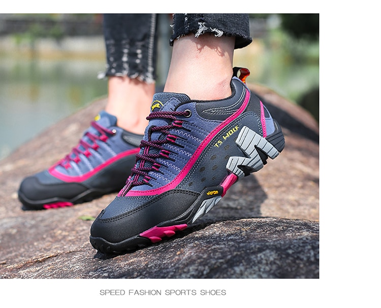 Women Genuine Leather Hiking Shoes Waterproof Non-Slip-