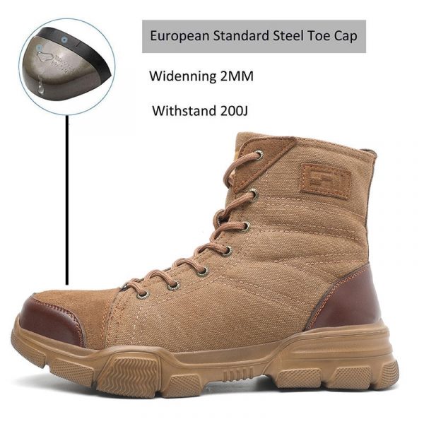 JACKSHIBO Safety Work Boots Shoes For Men All Season Anti-smashing Steel Toe Cap Boots Indestructible Working Shoes Boots Men 5